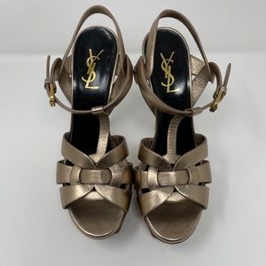 Yves Saint Laurent Tribute Platform Metal Blush (Rose Gold) - Size 38